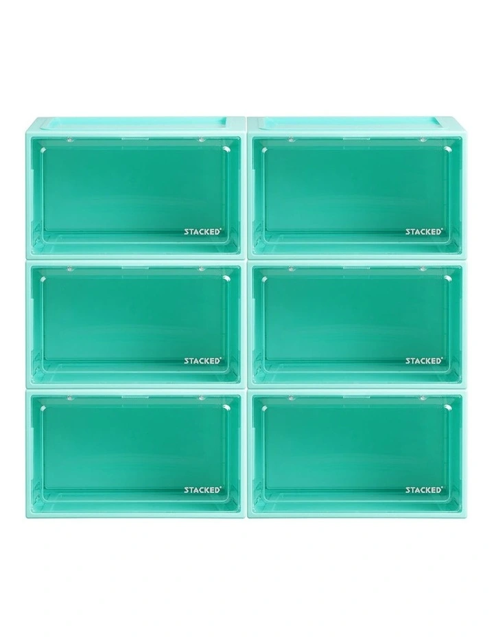 Sneaker Display Case Shoe Storage Box x6 in Green