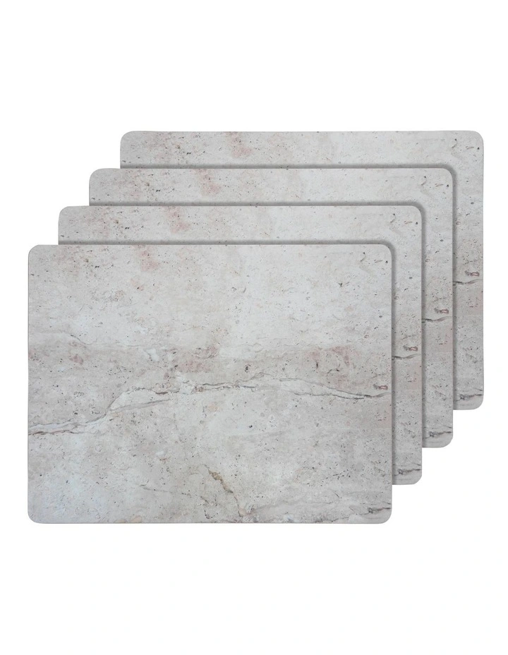 Rectangle Agate Hardboard Placement 4 Pack in Grey