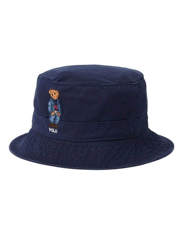 Bear Twill Bucket Hat in Navy