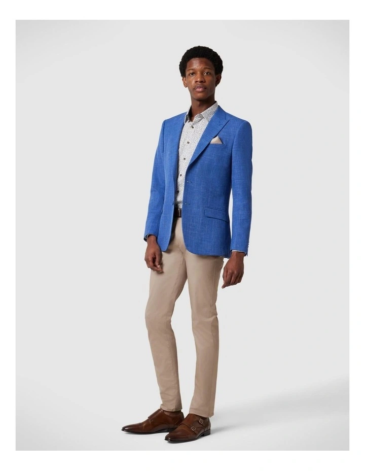 Slim Fit Two Toned Tailored Blazer in Blue