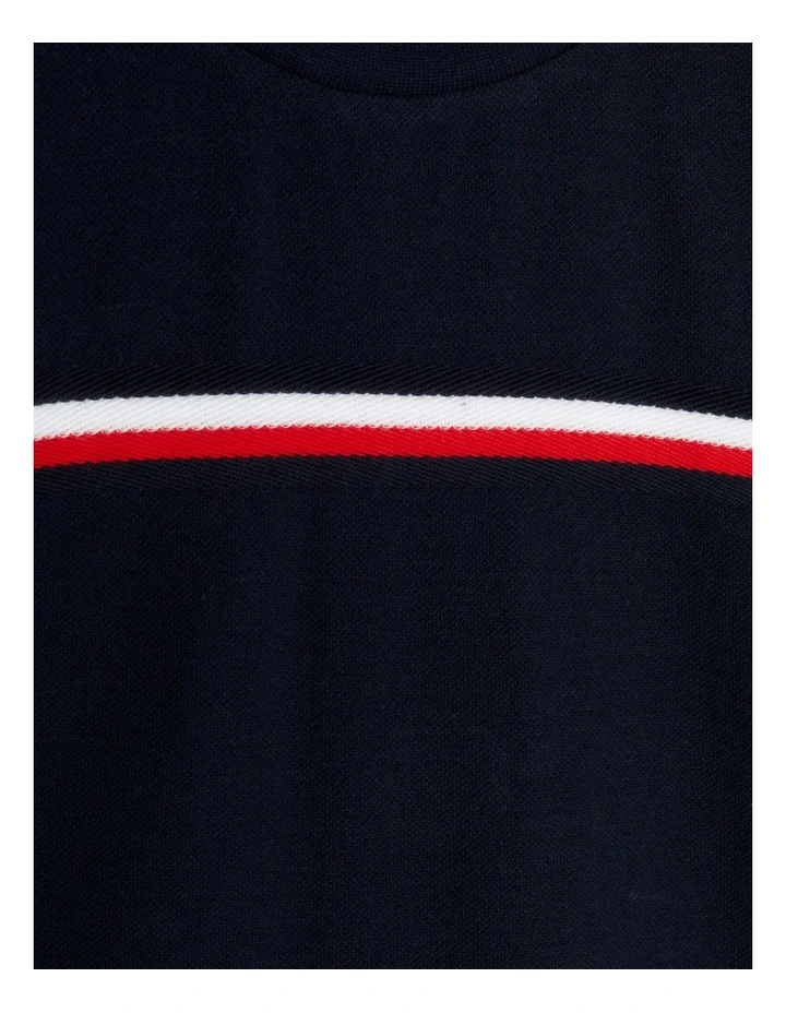 Boys 8-16 Global Stripe Pique Archive Fit T-Shirt in Blue