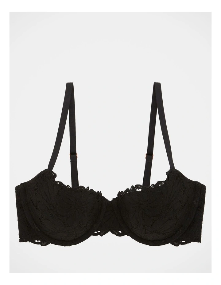 Real Power Balconette Beach Daze Lace Bra in True Black