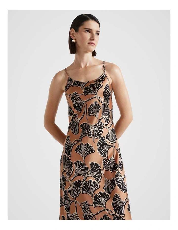 Satin Slip Dress in Abstract Floral