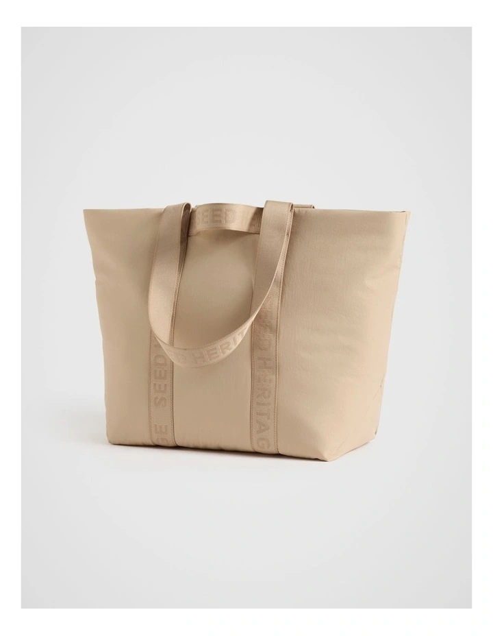 Monochrome Logo Tote in Champagne Beige