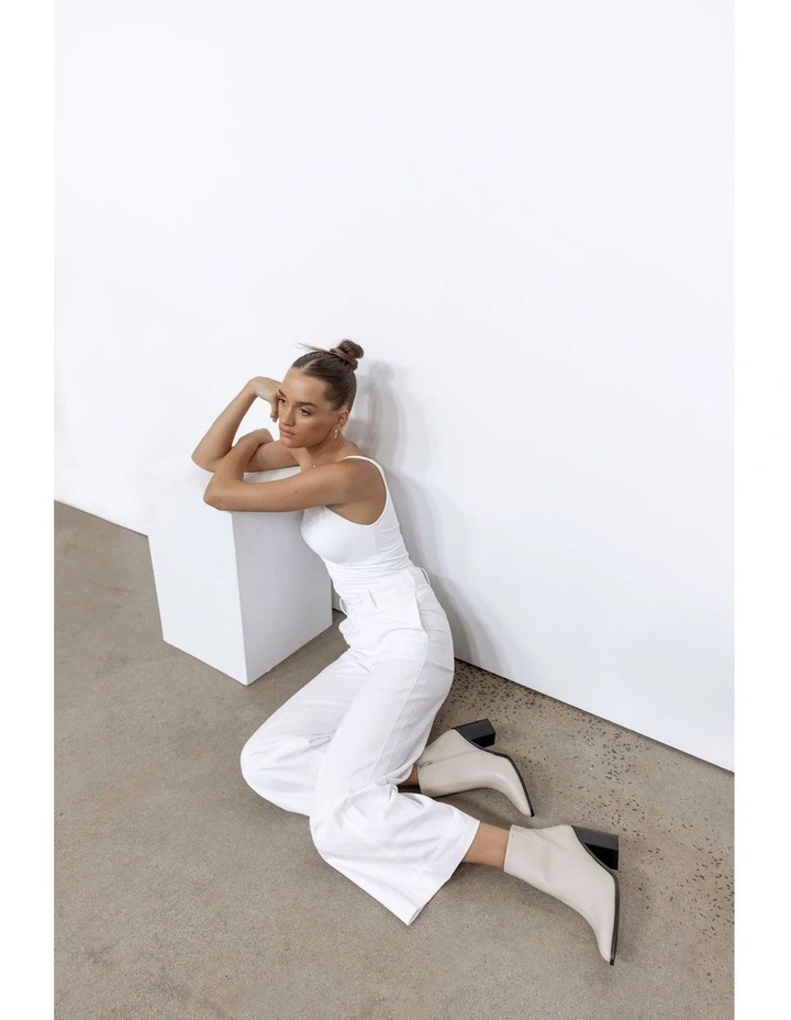 Ria Ankle Leather Boots in Bone