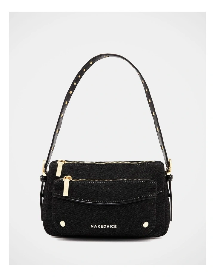 The Jacques Denim Shoulder Bag in Black