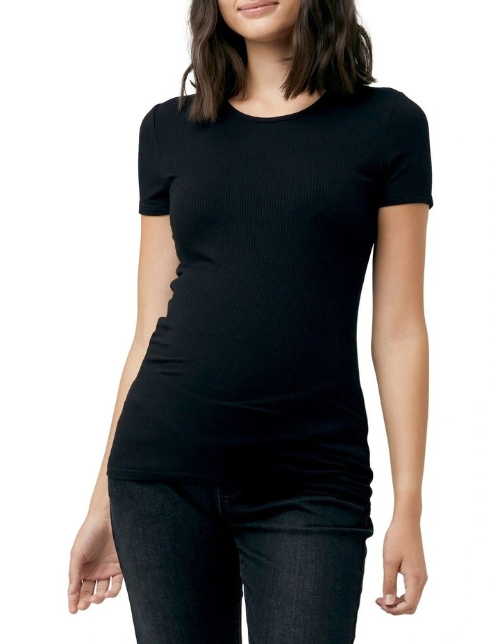 Short Sleeve Round About Tee in Black