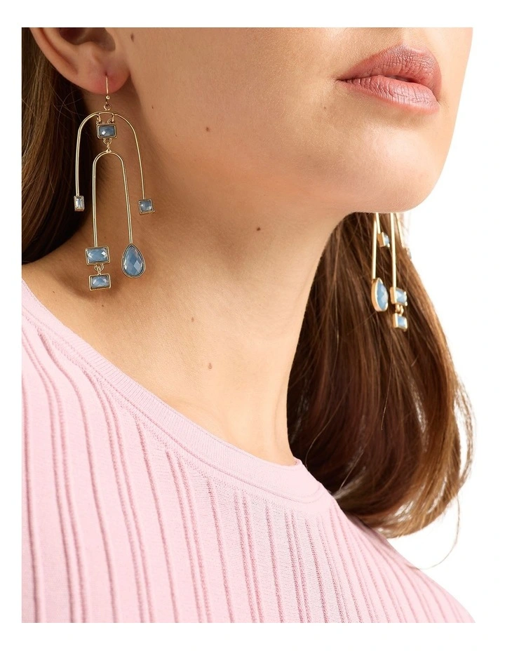 Stone Arch Statement Earring in Pale Blue