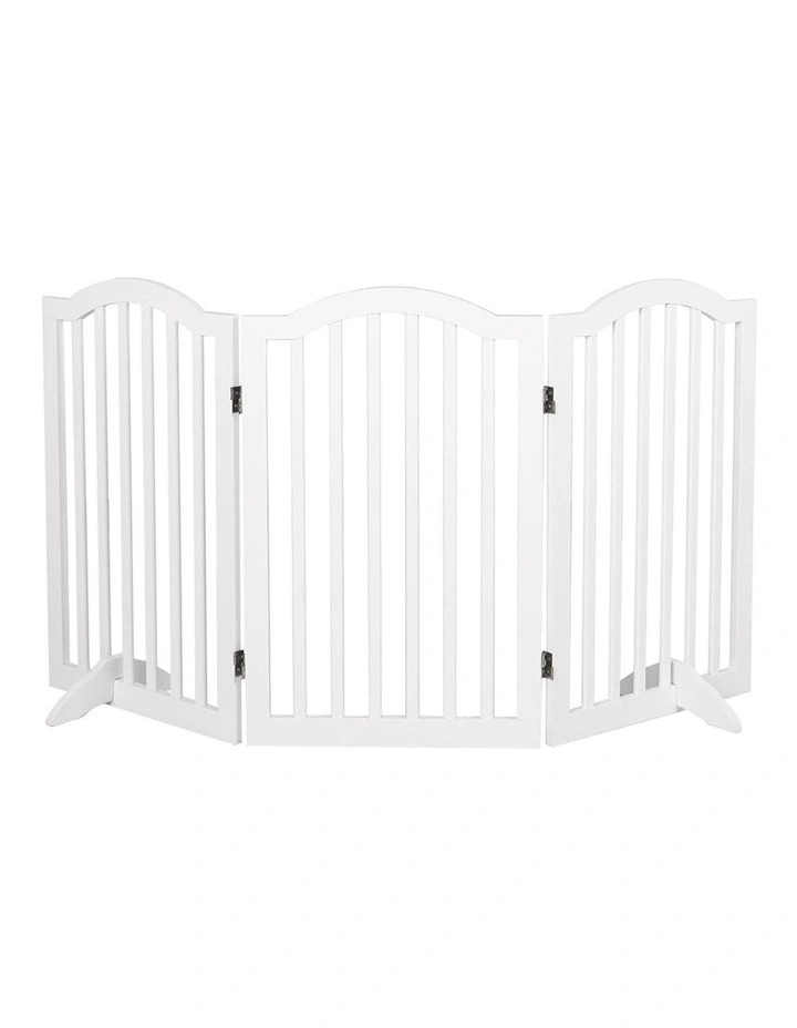 Wooden Fence Pet Stair Barrier Security Door 3 Panels in White