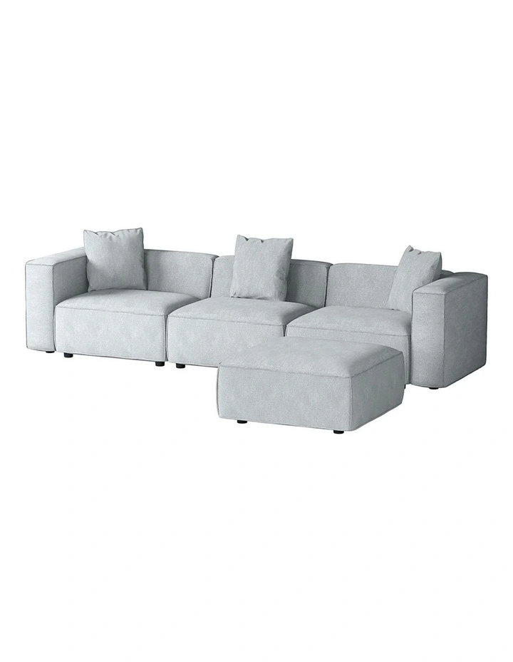 4-Seater Chaise Modular Sofa Set in Grey