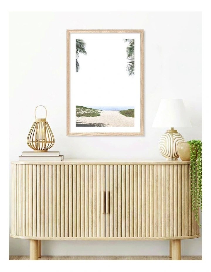 Australian Made Ocean Escape Art Print A2 in Natural Frame