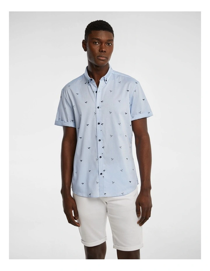 Phil Origami Print Shirt in Blue