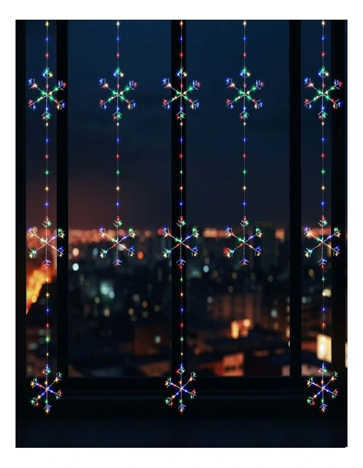 390 LED Snowflake Curtain Light in Multicolour