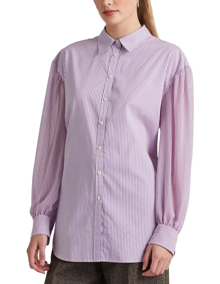 Striped Broadcloth Shirt in Purple