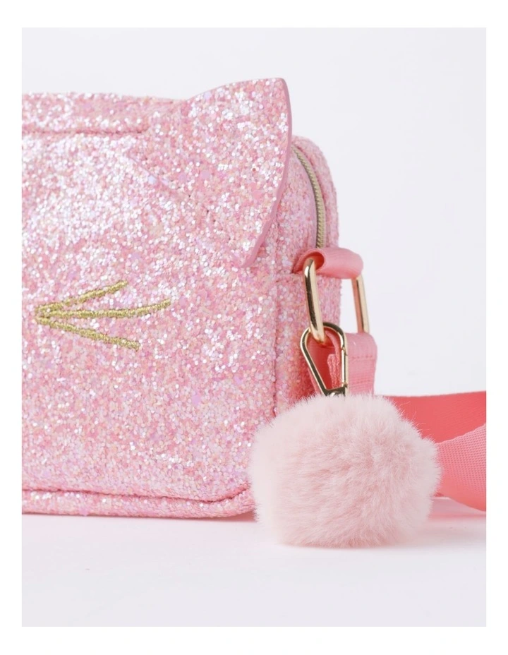 Glitter Cat Crossbody Bag in Pink