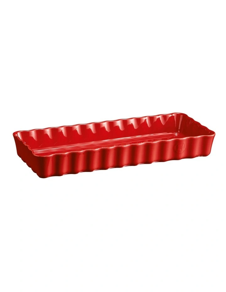 Slim Rectangular Tart Dish 36x15cm in Burgundy