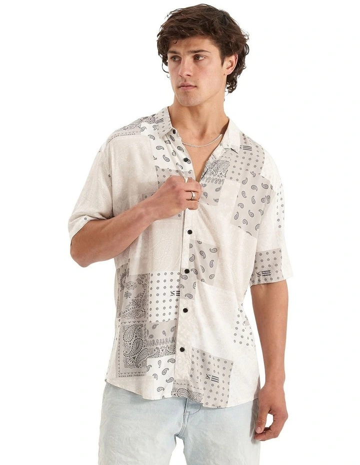 Diamond District Relaxed Short Sleeve Shirt in White