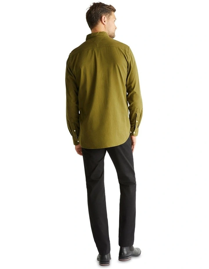 Flex Brushed Twill Long Sleeve Shirt in Green