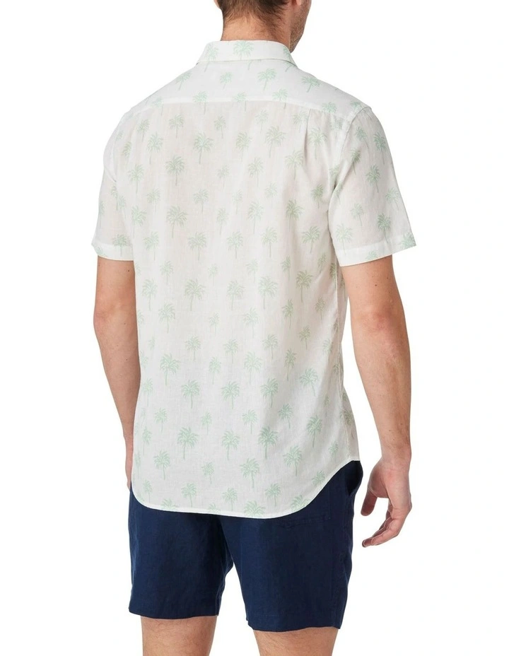 Clancy Print Short Sleeves Shirt in White