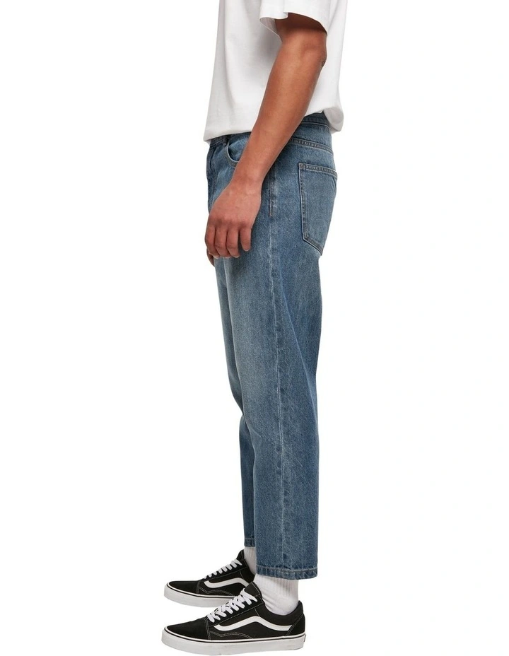 Cropped Tapered Jeans in Mid Deep Blue