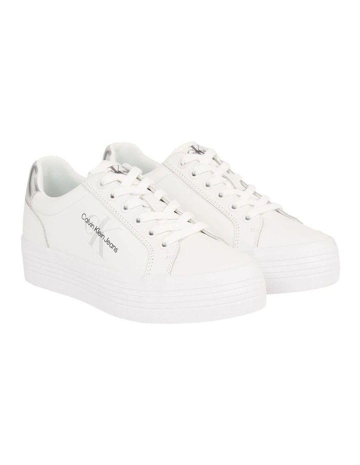 Leather Platform Trainers Shoes in White