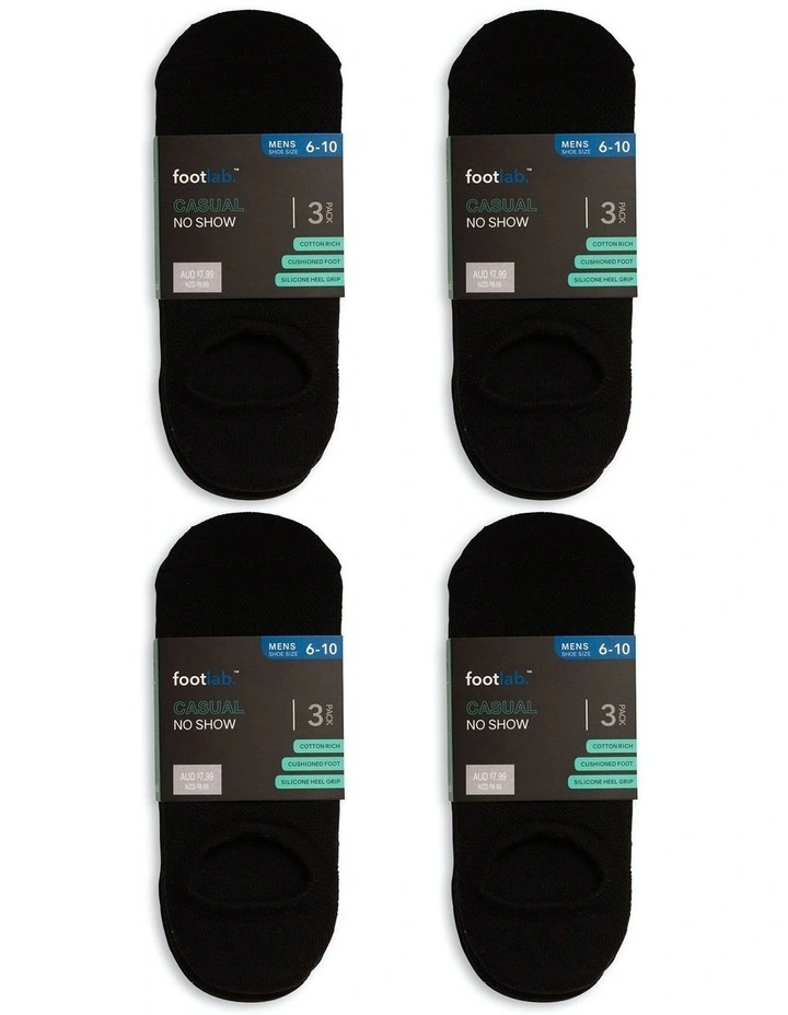 Casual No Show Cushioned Socks 12 Pack in Black