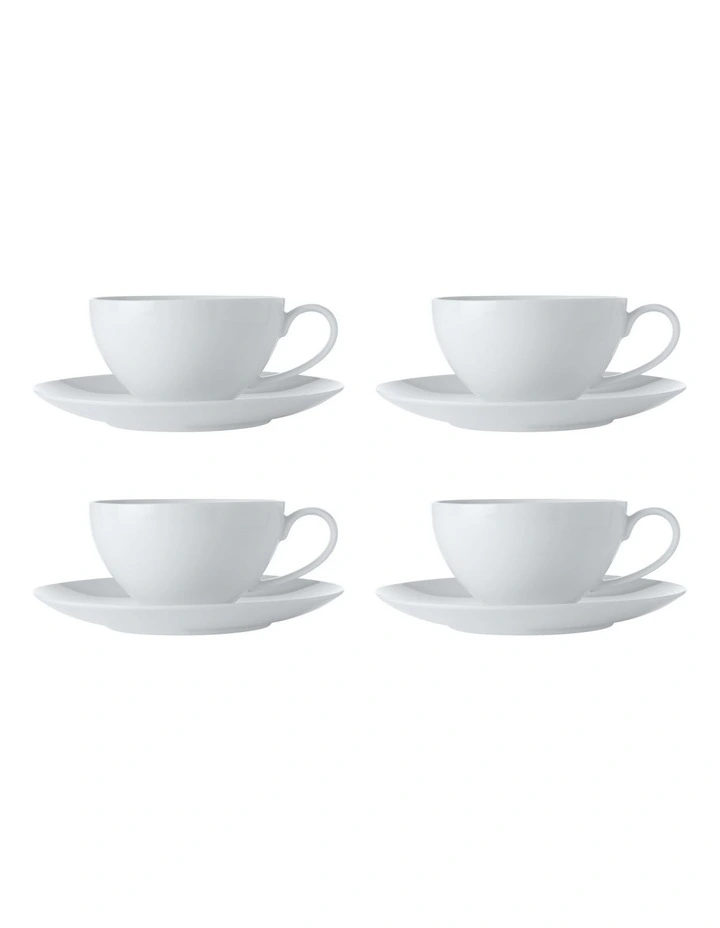 White Basics Coupe Breakfast Cup & Saucer 400ML Set Of 4 White