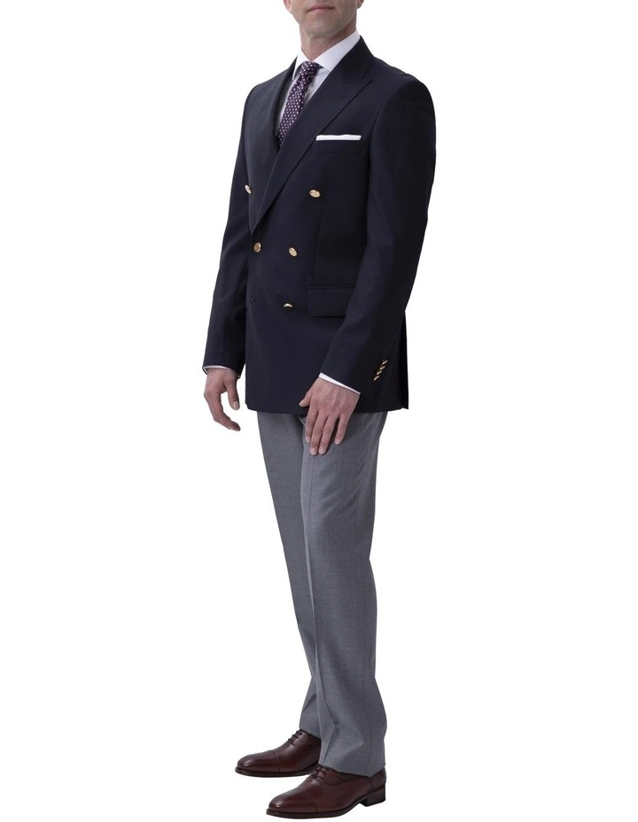Rome Zegna Travel Fabric Peak Lapel Twill Blazer Navy