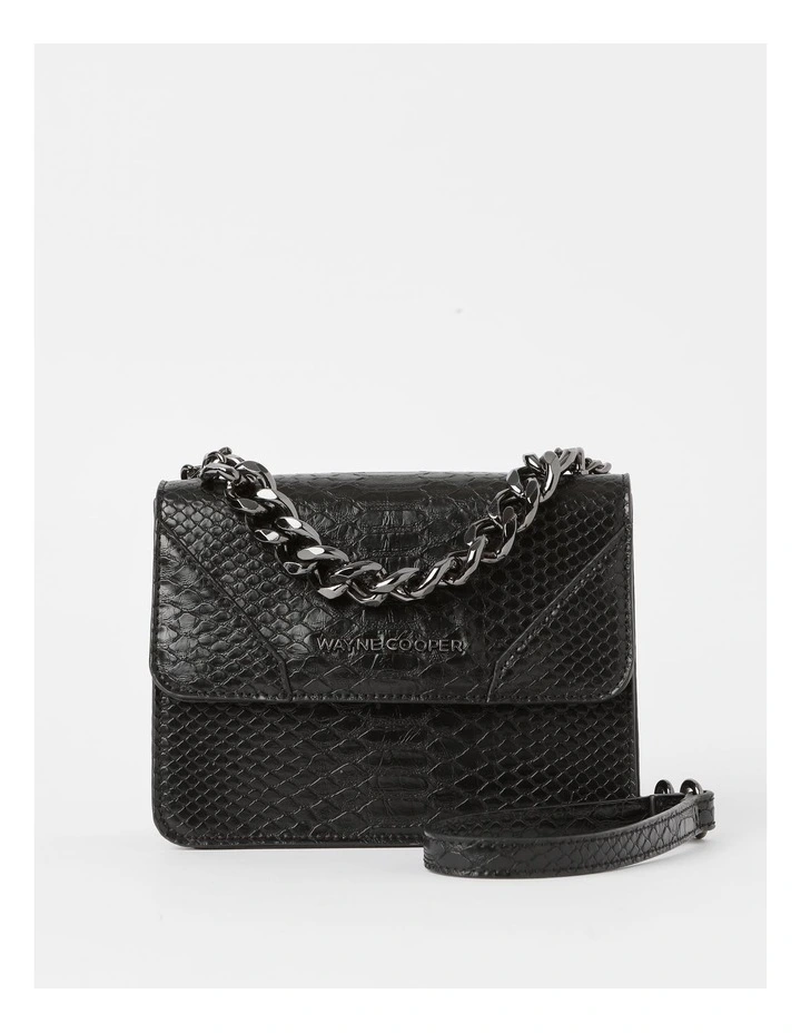 Kayla Shoulder Bag in Black Reptile