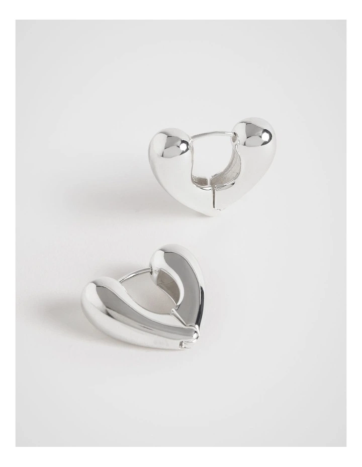 Heart Hoop Earring in Silver