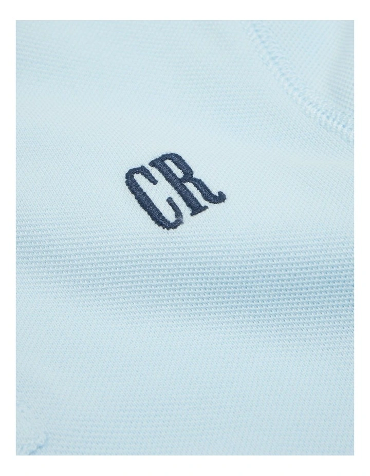 Organically Grown Cotton Logo Polo Shirt in Pale Blue
