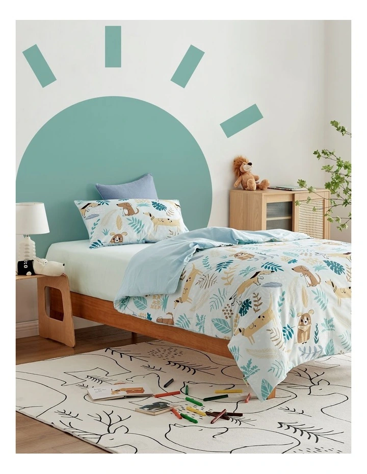 Puppy Love Quilt Cover Set in White