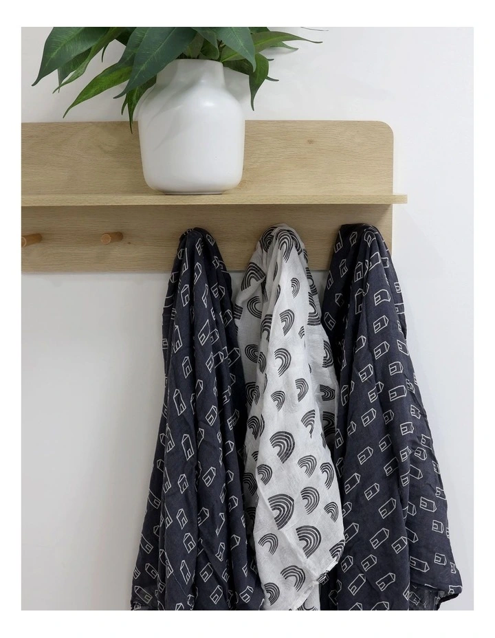 Nordic Muslin Wrap 3 Pack in Charcoal/White