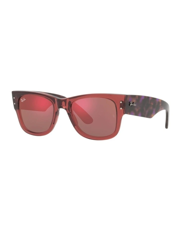 MEGA WAYFARER Sunglasses In Transparent Pink/Havana