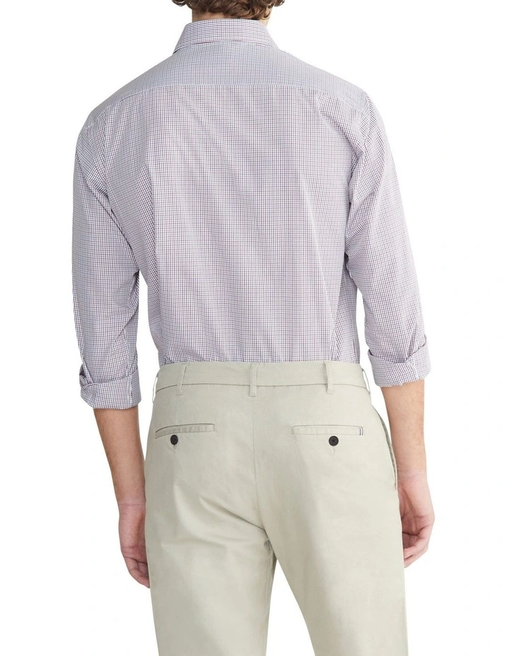 Tailored Mini Check Long Sleeves Shirt in Red