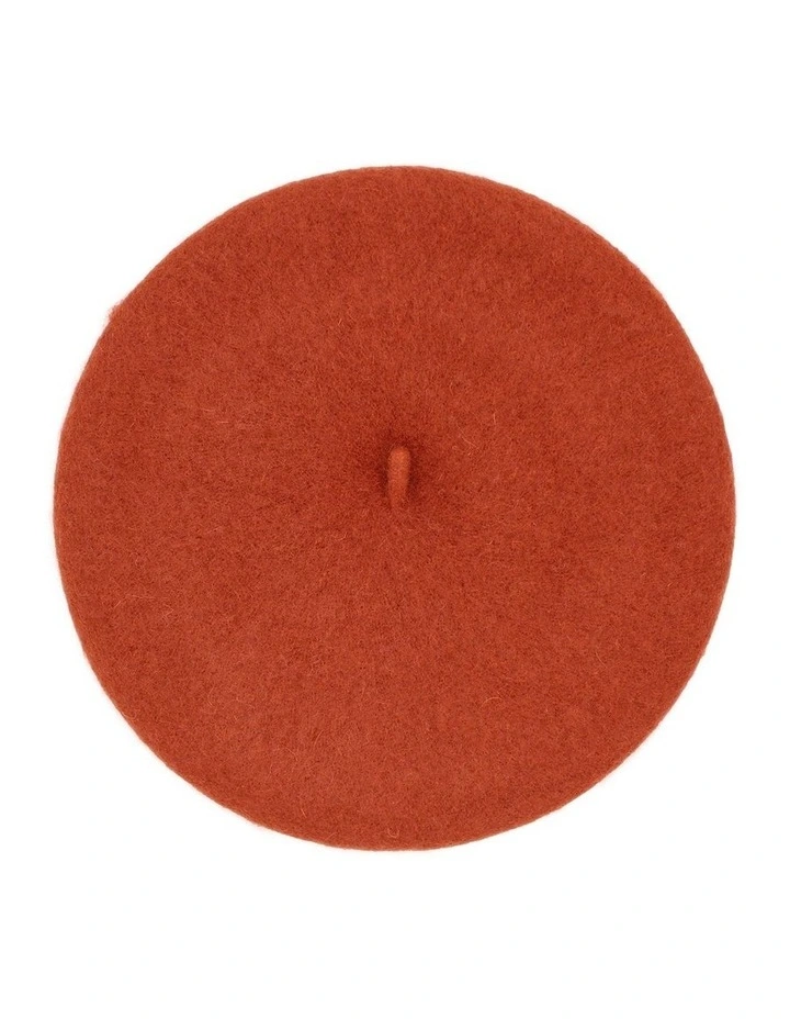 Lisa Wool Blend Beret in Red Chocolate