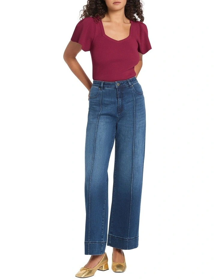 Kaira Rib Knit Top in Currant