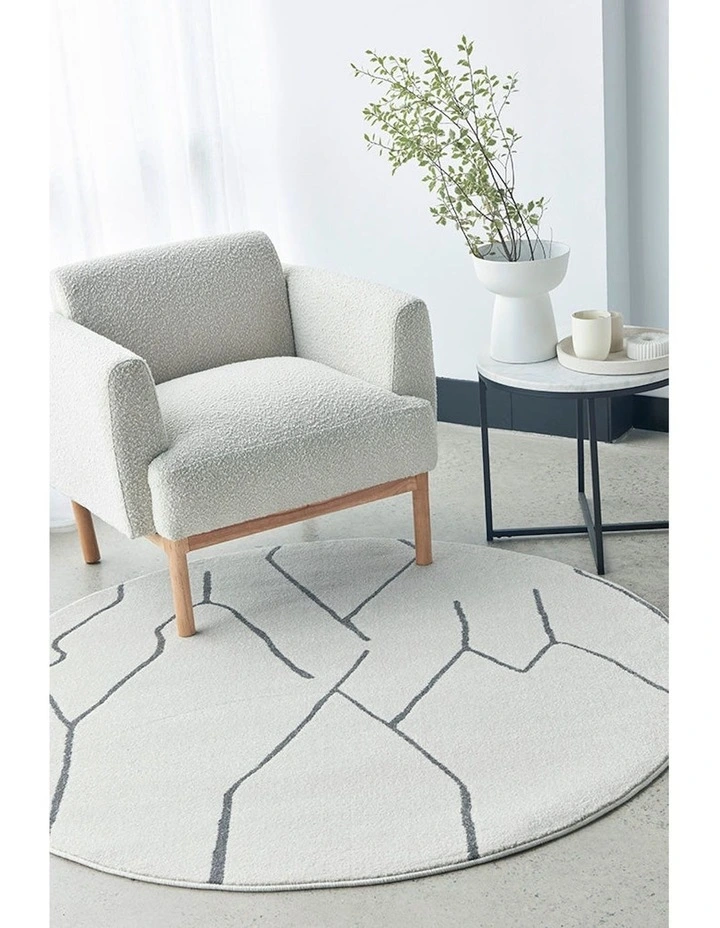 Paradise Ivy Round Rug in Grey