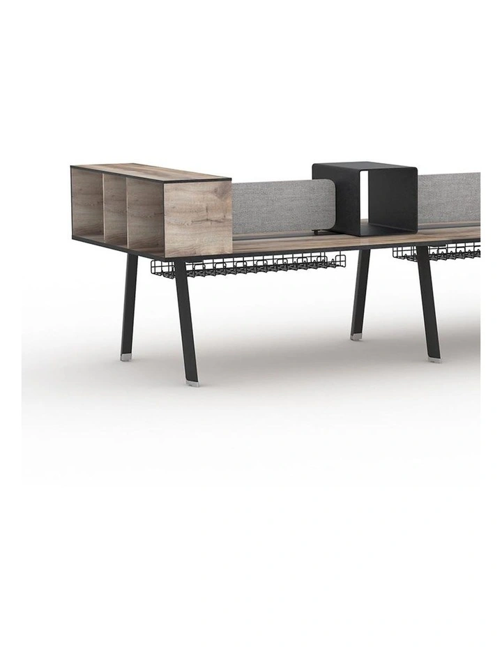 Arto 6 Person Workstation Double Sided 5.0M Mahogany Black