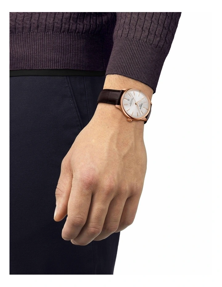 Chemin des Tourelles Powermatic 80 39mm T1398073603100 Watch in Rose Gold/Brown Leather