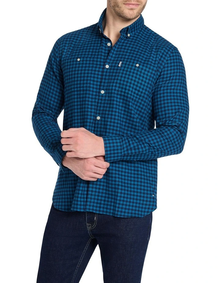 Holland Long Sleeve Check Shirt in Blue Check