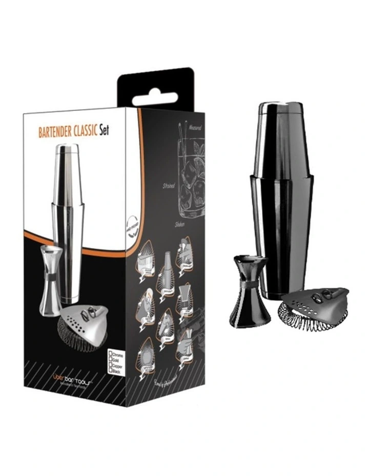 Bartender Classic Set Platinum Black (Incl. Boston & Toby Tin W/ Weighted Base)