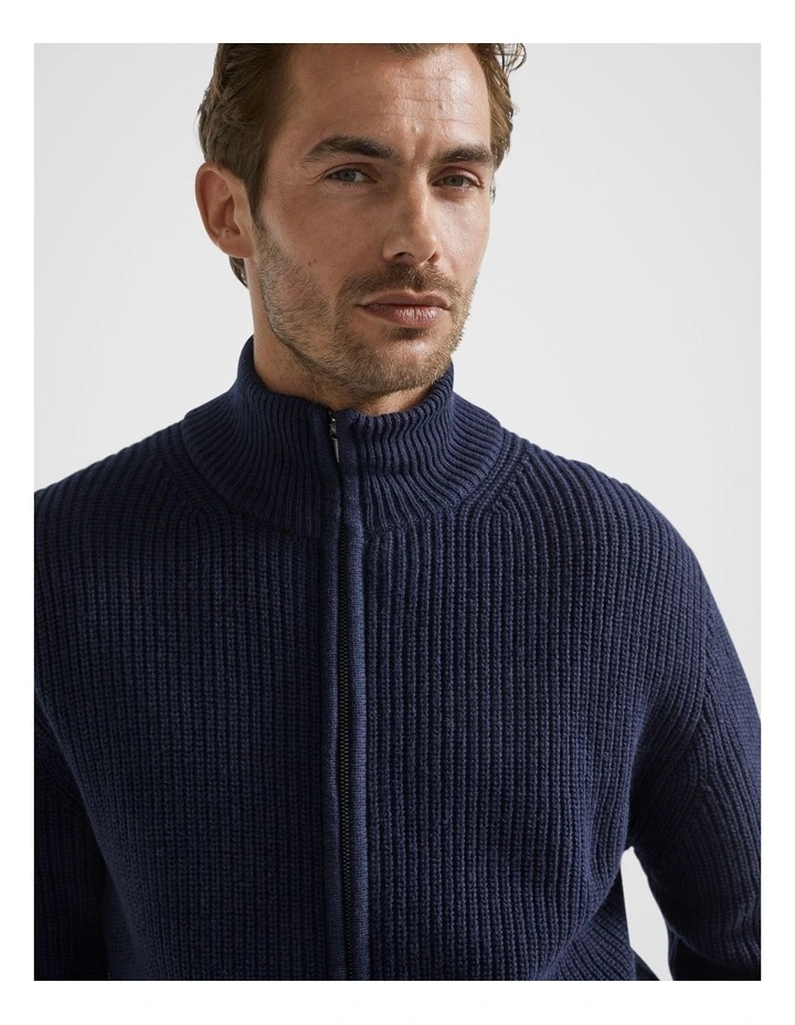 Full Zip Cardigan in Midnight Blue