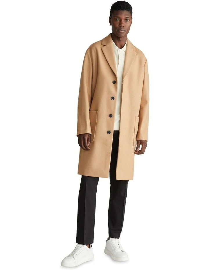 Modern Wool Blend Coat in Brown