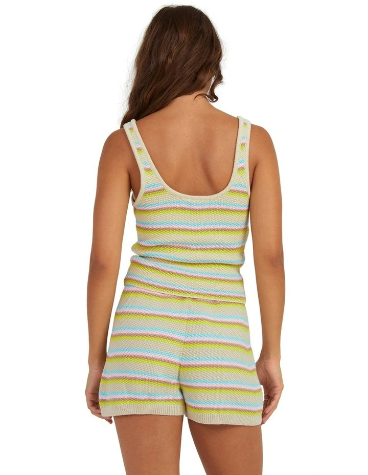 Playa Del Amor Strappy Knit Vest Top in Tapioca Surf Happy Stripe