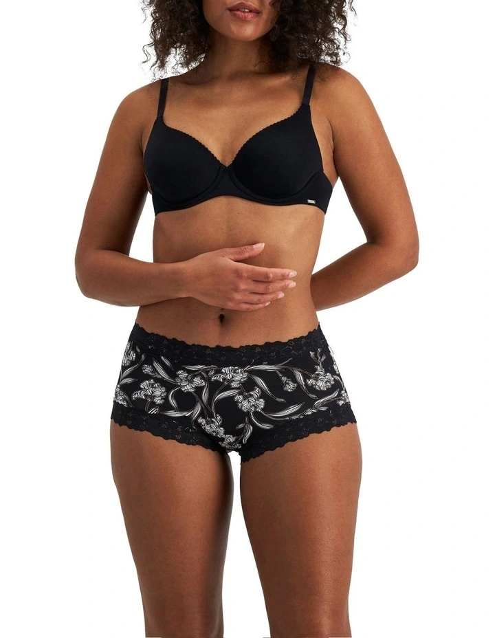 Parisienne Classic Print Full Brief in Black