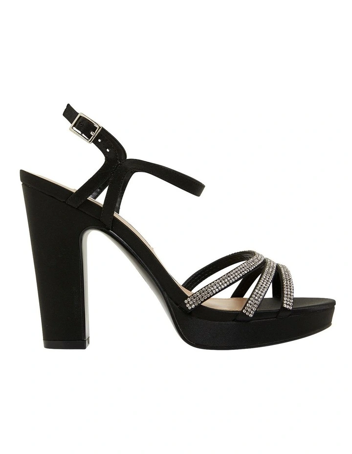 Saralyn Black Satin Sandals