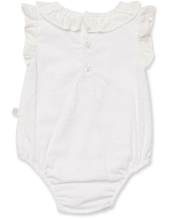Frilled Hailspot Bodysuit in White