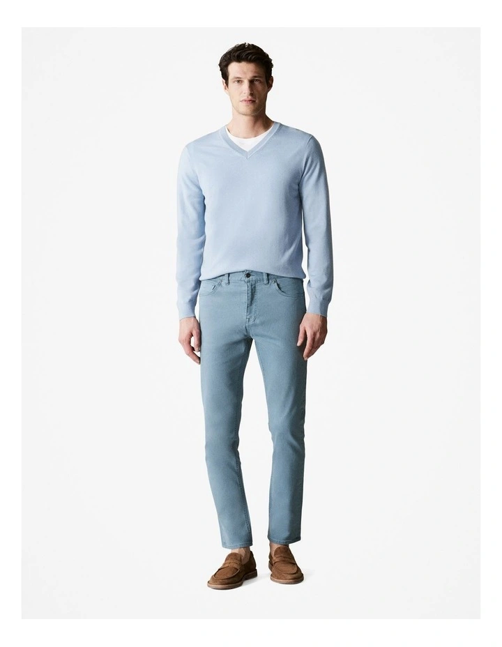 Garment Dyed Five Pocket Pant in Blue Grey