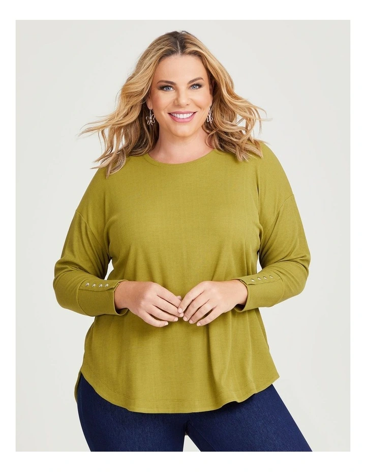 Rib Hi-lo Top in Green Moss